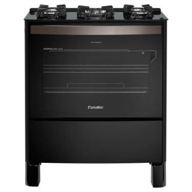 Imagem de Fogão Esmaltec Esmeralda Glass 5 Bocas Preto com Forno Autolimpante e 