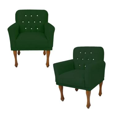 Imagem de Conjunto 2 Cadeira Poltrona Estofada Para Sala Anitta Suede Verde dl Decor