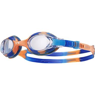 Imagem de Óculos de Natação Infantil TYR Swiples Tie Dye Azul/Laranja Lente Transparente