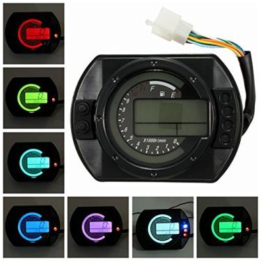 Imagem de YONGYAO Motocicleta KMH LCD Digital Odômetro Velocímetro Tacômetro com 7 cores de fundo