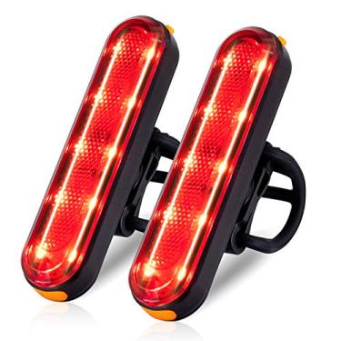 Imagem de Luzes traseiras de bicicleta recarregáveis por USB, ultra brilhantes 120 lúmens potentes 10 LEDs, luz traseira de bicicleta, IP64 à prova d'água, poeira, 7 opções de modo de luz, lanterna de alerta de segurança para ciclismo, pacote com 2