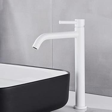 Imagem de Torneira de pia de bacia alta cromado preto fino lavatório de banheiro misturador de água torneira de água fria quente torneira de guindaste torneira do banheiro, cor branca, China