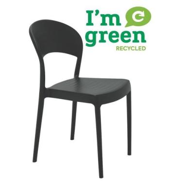 Imagem de Cadeira Sissi Encosto Fechado Preto Eco Em Polipropileno Reciclado Tra