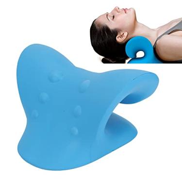 Imagem de Relaxante de pescoço e ombro, dispositivo de tração cervical confortável em forma de C, travesseiro de quiropraxia corretor de postura do pescoço