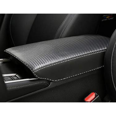 Imagem de INTGET Capa de apoio de braço para console central de carro para Honda Accord 2021 2020 2019 2018 Interior Couro Cotovelo Arm Rest Cover Pad Middle Console Box Protetor de tampa Almofada (textura de fibra de carbono)