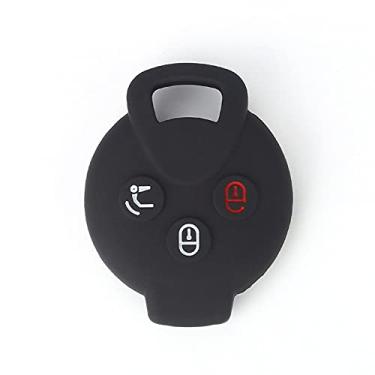 Imagem de CSHU Porta-chaves do carro capa porta-chaves porta-chaves porta-chaves, adequado para Mercedes Benz Smart City Coupe Cabrio Crossblade Fortwo Roadster K Forfour, preto