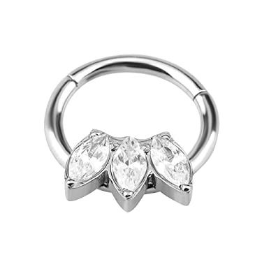 Imagem de AVNIS Argola de nariz – Aço inoxidável Clear CZ Helix Piercing Joias – Brincos Tragus 16G para mulheres – Botão de septo versátil com cores e designs modernos, 1.2*8mm, Zircônia cúbica Aço inoxidável Pedra preciosa, Zircônia cúbica