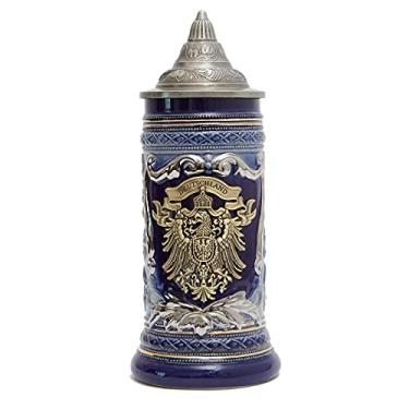 Imagem de HAUCOZE Caneca de cerveja caneca de águia alemã medalhão bebendo garrafa viking com tampa Petwer para homens pai marido 0,6 litro