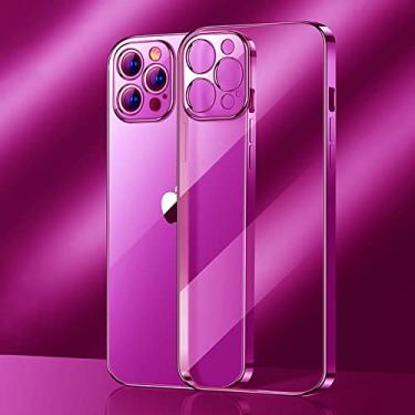 Imagem de Capa de telefone quadrada transparente para iphone 13 14 11 12 pro xs max mini x xr 7 8 plus se 2020 2022 capa macia tpu, ouro rosa, para iphone13