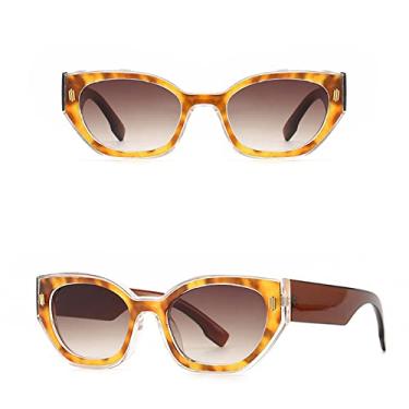 Imagem de Óculos de sol femininos de óculos de sol finos de armação pequena vintage óculos de sol de luxo rebite gradiente gradiente uv400 óculos femininos da moda, chá amarelo c5 douhua, tamanho único