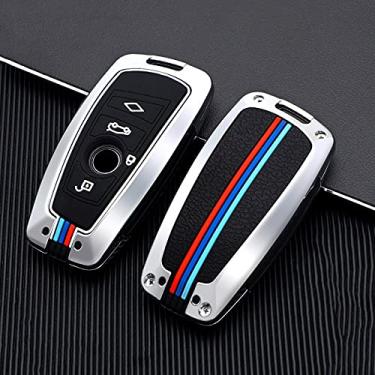 Imagem de YJADHU Capa de chave de carro liga galvanizada capa inteligente chaveiro de carro capa de pele, apto para BMW 3 4 5 320i 530i 550i F20 F21 F30 F31 F25 F01 F02,3