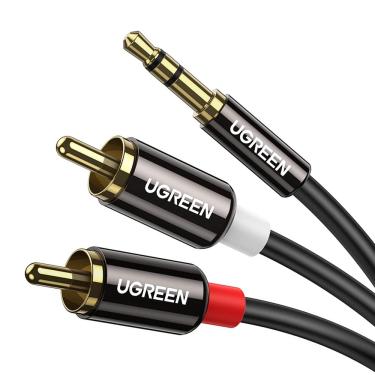 Imagem de Cabo de Áudio 3.5mm Ugreen Macho para 2Rca 1 Metro Preto