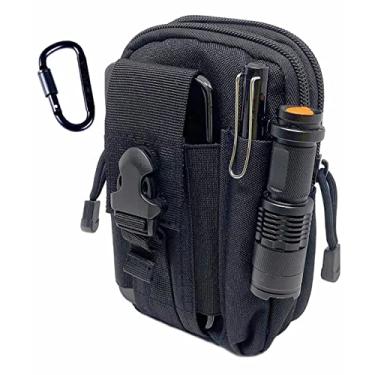 Imagem de Coldre tático bolsa de cinto militar bolsa de cintura multifuncional bolsa carteira bolsa bolsa capa para celular com zíper compatível com a maioria dos modelos de celular - preto