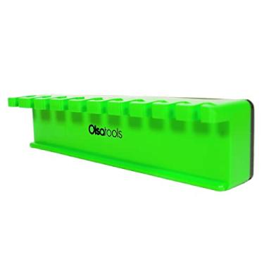 Imagem de Olsa Tools Organizador de porta-chaves magnéticas – Verde – Serve para SAE 3/20.3 cm a 15/40.6 cm e métrico de 10 mm a 19 mm – Solução de armazenamento de ferramentas durável – Parte 1141