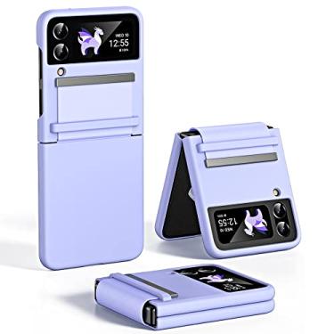 Imagem de Estojo fosco ultrafino para a pele para Samsung Galaxy Z Flip 3 4 Couro liso Dobradiça ajustável Capa traseira dobrável à prova de choque, Roxo, para galaxy Z flip 4