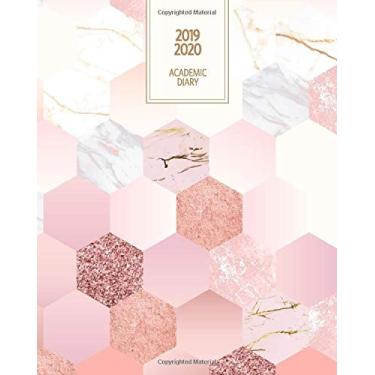 Imagem de 19-20 Academic Diary: September 2019 - September 2020 with UK Holidays | A4 Week to View Student Planner | Gold and Pink Marble