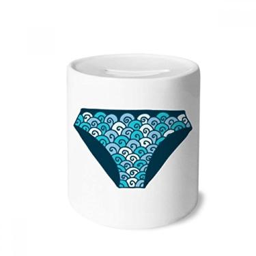 Imagem de DIYthinker Calção de banho azul com estampa de ilustração caixa de dinheiro caixa de cerâmica porta-moedas presente de cofrinho
