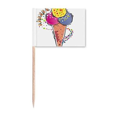 Imagem de Bola de sorvete azul vermelha amarela elemento ilustração palito bandeiras marcador decoração festa
