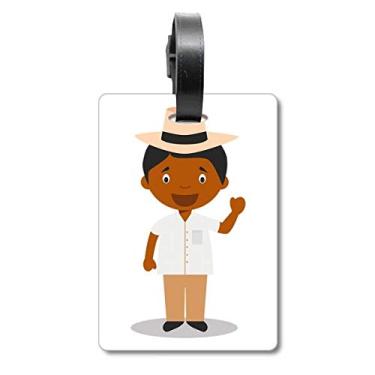 Imagem de Bolsa de mala de desenho Cuba preta com etiqueta para cartão de bagagem