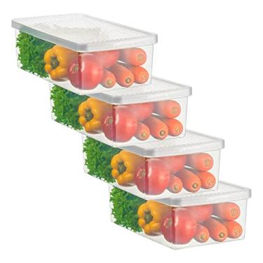 Imagem de Kit 4 Caixa Organizadora Média para Frutas Verduras Com Tampa Transparente
