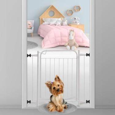 Imagem de Grade Portão Branco Proteção Pet Cachorro Cães Multiuso - Harbon