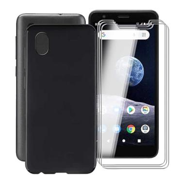 Imagem de ZXLZKQ Capa de telefone para ZTE Blade A3 Plus (5 polegadas) + 3 pacotes de película protetora de vidro temperado, à prova de choque X anti-arranhões capa de silicone macio TPU capa ultrafina para ZTE Blade A3 Plus - Preto