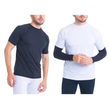 Imagem de Kit Camiseta Curta Masculina e Manguito Esportiva Proteção UV50+ Academia Fitness Trygg (P, Rosa)
