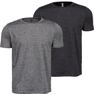 Imagem de Kit 2 Camisetas Masculina Dry Fit Academia Treino Fitness (BR, Alfa, M, Regular, Chumbo e Cinza)