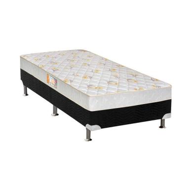 Imagem de  Cama Box Solteiro: Colchão Espuma Castor D28 Sleep Max + Base CRC Suede Black(88x188)