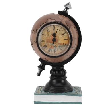 Imagem de Relógio globo decorativo, ornamento de mesa relógio de mapa do mundo de resina com coi n banco de poupança para quarto de crianças, relógio de parede exclusivo com mapa-múndi (marrom)