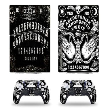 Imagem de JOCHUI Adesivo de vinil preto para console Skin Horror compatível com PS5 Slim Disk Console Controllers Wrap Skins Ghost