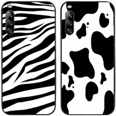 Imagem de 2 peças zebra vaca leite impresso TPU gel silicone capa de telefone traseira para Sony Xperia todas as séries (Sony Xperia L4)
