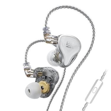 Imagem de Fones de ouvido intra-auriculares KZ ZAS 7BA+1DD drivers híbridos com cabos destacáveis, adequados para engenheiro de áudio, cantor, músico (ZAS White, com microfone)
