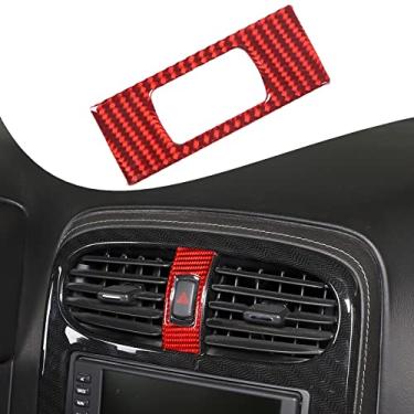 Imagem de Lcojicep Adesivo de moldura de botão de interruptor de luz de aviso de carro compatível com Corvette C6 Z06 ZR1 2005-2013, capa de consoles centrais automotivos de fibra de carbono macio real decalques acessórios interiores (vermelho