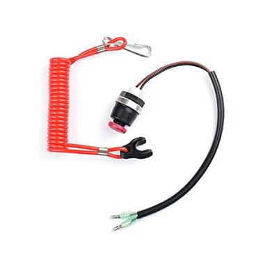 Imagem de Cordão conector de interruptor de parada de segurança para barco compatível com Mercruiser Marine Tohatsu motor de popa motor Kill Switch Tether Red