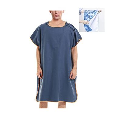 Imagem de HGYJ Trocador de toalha poncho com capuz + 97 * 29 cm toalha de praia, poncho de roupão de banho de microfibra feminino/masculino, para nadar/surfar/trocar de roupa de mergulho/praia, tamanho único,