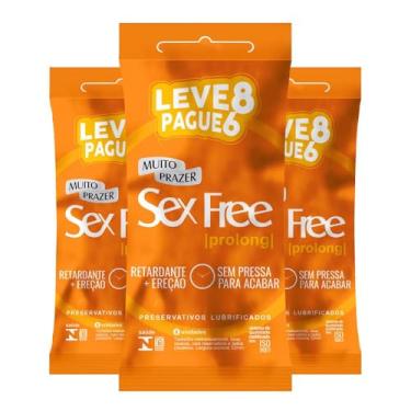 Imagem de Kit 3 Preservativo Sex Free Prolong 8 Unidades