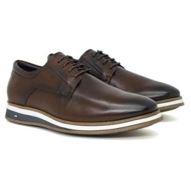 Imagem de Sapato Social Masculino Jota Pe Air Navaggio Casual Couro Nobre Legítimo Cadarço 84900-Masculino