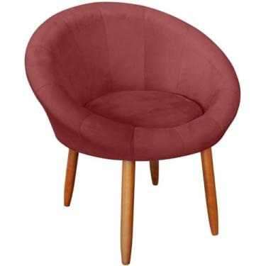 Imagem de Poltrona para Recepção Decorativa confortável tecido veludo confortável pés de madeira reforçado MOBLAN decor (VERMELHO)