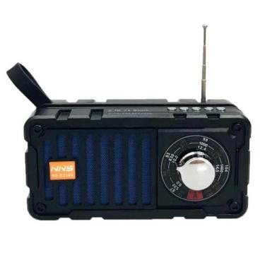 Imagem de Caixa de Som Rádio Solar Recarregável USB Lanterna Azul - Gici Decor