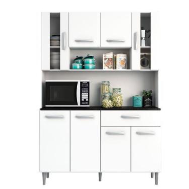 Imagem de Kit Cozinha 8 Portas 1 Gaveta Gabi Poliman Móveis, Branco