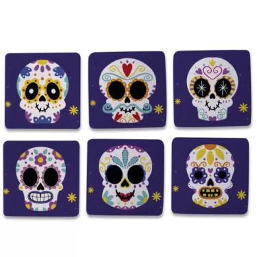 Imagem de Conjunto de 6 Porta-Copos - Caveira Mexicana - Geek Vip , Roxo
