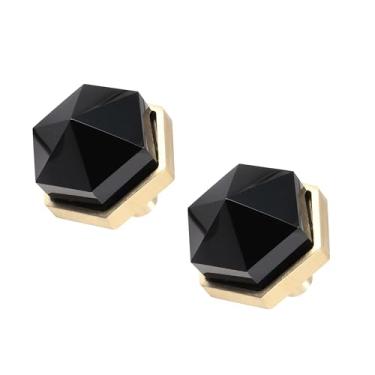 Imagem de Rockcloud Pacote com 2 maçanetas de armário de pedra de cristal em forma de hexágono obsidiana com parafusos puxadores de gaveta puxadores decorativos para porta de armário de cômoda de casa