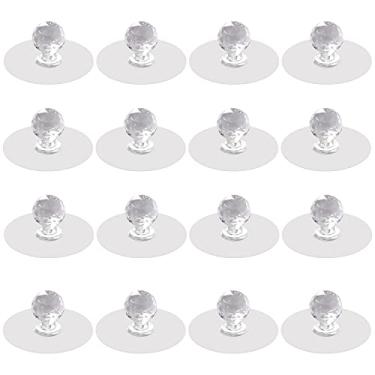 Imagem de Puxadores de gaveta de armário de 16 peças - Puxadores autoadesivos em forma de cristal acrílico transparente para guarda-roupa, cozinha, armário, banheiro, cômoda, móveis, janela de porta