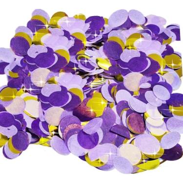 Imagem de Confete roxo e dourado, decorações de festa de noivado roxo, decorações de festa de ouro roxo, decorações de chá de bebê de ouro roxo, aniversário de ouro roxo