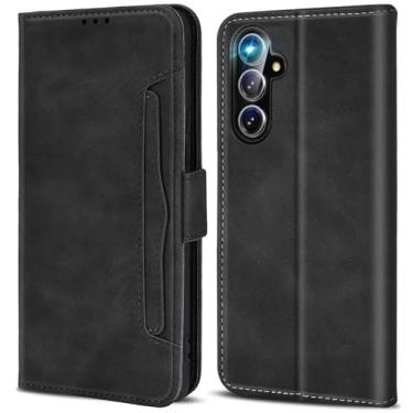 Imagem de Fiyer Capa de couro RFID para Samsung Galaxy S24 Plus 5G 6,7 polegadas, capa com 3 + 2 compartimentos para cartão e bolso para dinheiro, suporte embutido, capa protetora robusta projetada para Galaxy