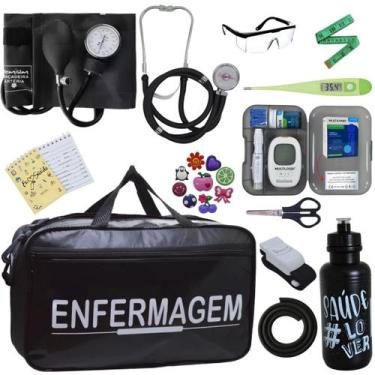 Imagem de Kit Enfermagem Aparelho Pressao Medidor Glicose Esteto Multi Premium, 