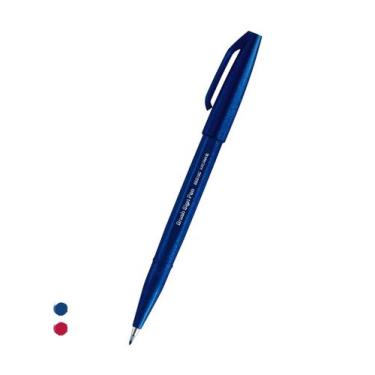 Imagem de Caneta Lettering Ponta Pincel Flexível Brush Sign Pen Pentel, Azul