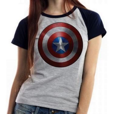 Imagem de Baby look blusa feminina ou Camiseta unissex Capitão América Escudo Ma
