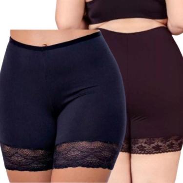 Imagem de Kit 2 Short Plus Size Anagua Segunda Pele Feminino Com Renda Não Marca